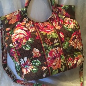 Vera Bradley brown with pink flowers purse